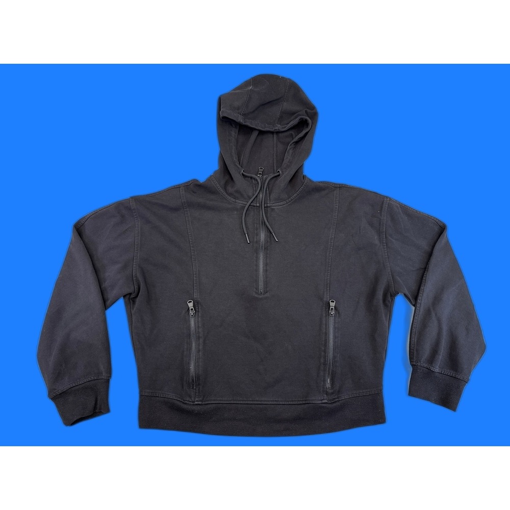 Old Navy Hoodie M Black Shell Made Recycled Materials Fleece Full Zip Kangaroo